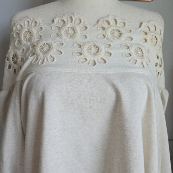 Anthropologie, New, Maeve Eyelet Off Shoulder Babydoll Knit Blouse Size Large - Picture 5 of 12